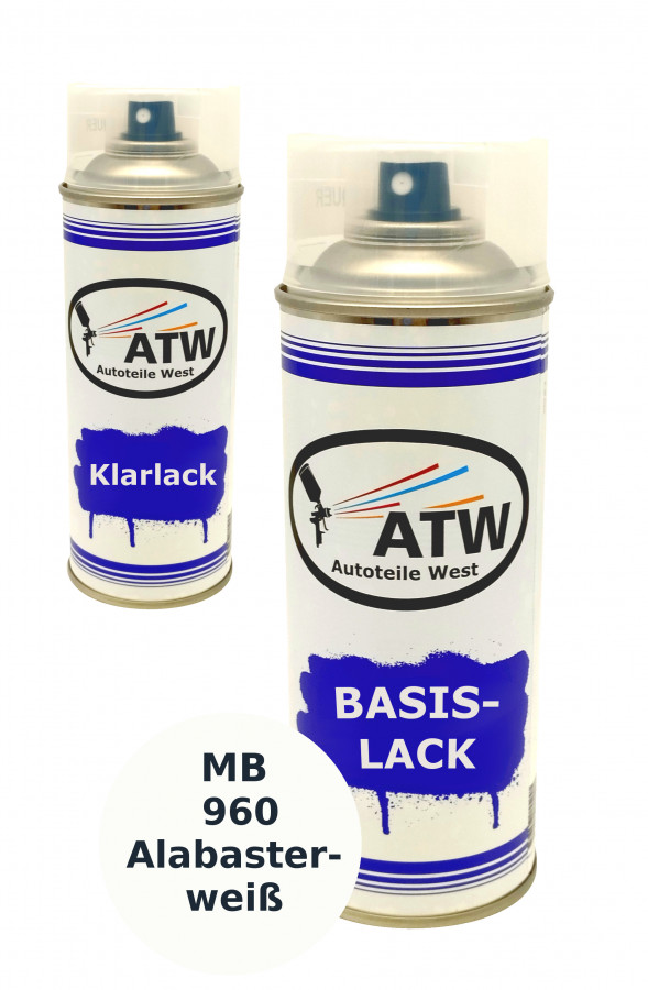 Autolack für Mercedes Benz 960 Alabasterweiß +400ml Klarlack Set